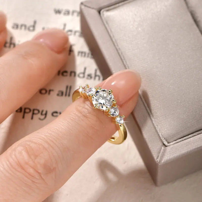 Anziw Exquisite 6.5mm 1.0ct D Moissanite Rings for Women 14K Gold Filled Classic Six Claws Finger Bands 2026 Tendy Jewelry Daily
