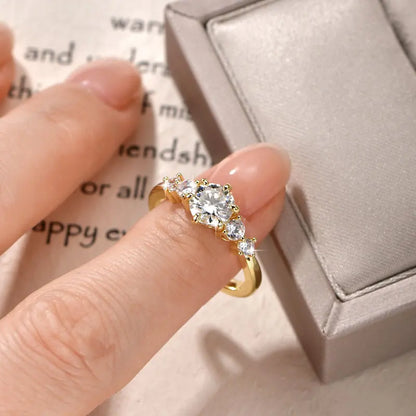 Anziw Exquisite 6.5mm 1.0ct D Moissanite Rings for Women 14K Gold Filled Classic Six Claws Finger Bands 2026 Tendy Jewelry Daily