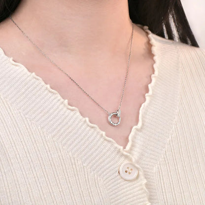 Anziw Mobius Moissanite Double-Ring Pendant Necklaces For Women Silver 925 Adjustable Chain Circle Necklace 2025 New Jewel Gift