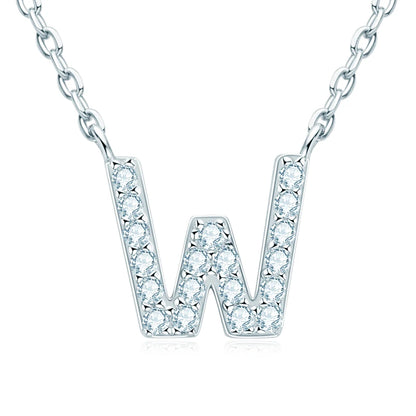Anziw Initial Moissanite 26 Letter Pendant Necklace for Women Men Real Silver 925 Name Pendant Fine Jewelry Valentine's Day Gift