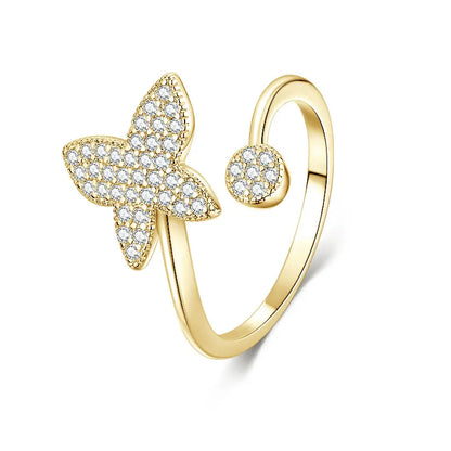 Anziw 14K Gold Filled Exquisite Butterfly Open Rings Micro Inlay Cubic Zirconia Ring for Women Wedding Party 2026 Tendy Jewelry