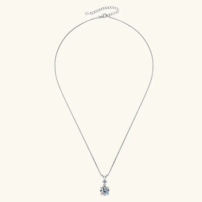 Anziw 1CT 2CT 3CT Moissanite Pendant Necklace for Women 925 Silver Adjustable Chain Sparking Two Stones Necklaces Gift Valentine