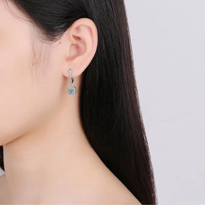 Women's Silver Earrings 2023 Trendy VVS1 Moissanite Hoop Earrings Drop Halo Earrings 925 Sterling Silver Certified Girls Jewelry
