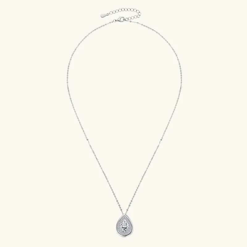 2025 2CT 1.5CT 1CT Pear Cut D Moissanite Waterdrop Pendant Necklace for Women 925 Silver Adjustable Chain Certified Fine Jewelry