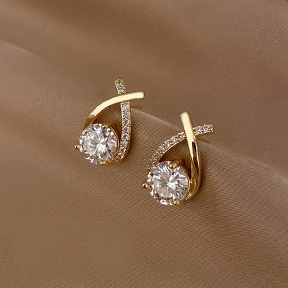 Anziw Real 925 Silver Stud Earrings 0.5ct Moissanite Drop Fishtail Cross Piercing Ear Earring 2023 Korean Trendy Women's Jewelry