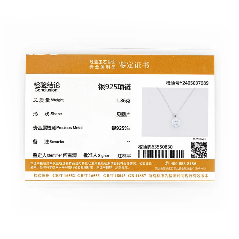 1.0 carat 2ct 3ct D Moissanite Solitaire Drop Necklaces 18k Gold Plated Pendant Original Real 925 Silver Chain Jewelry for Women