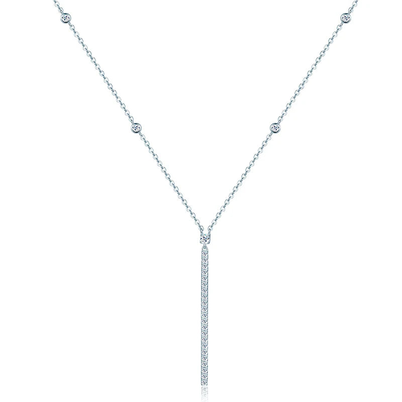Anziw 40.5mm Long Bar Necklace 925 Silver D Color Moissanite Pendant Necklace for Women Fine Jewelry 2026 Trend Valentine Gifts