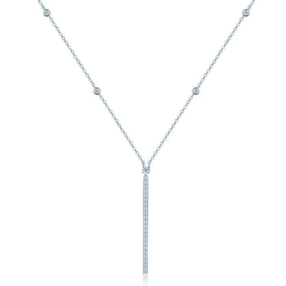 Anziw 40.5mm Long Bar Necklace 925 Silver D Color Moissanite Pendant Necklace for Women Fine Jewelry 2026 Trend Valentine Gifts
