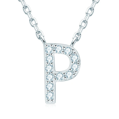 Anziw Initial Moissanite 26 Letter Pendant Necklace for Women Men Real Silver 925 Name Pendant Fine Jewelry Valentine's Day Gift