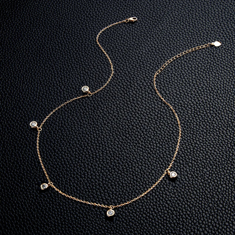 Anziw Luxury 2.5/4.0mm Moissanite Necklace for Women Original Silver 925 Chain Choker Fine Jewelry with Certificate 18''