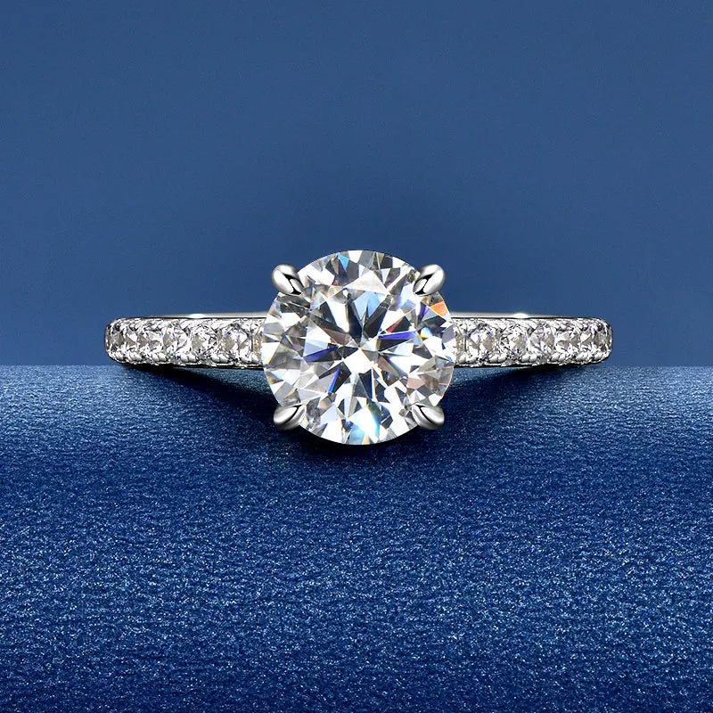 Solitaire 2CT D Round Moissanite Ring for Women 100% Real 925 Silver Engagement Wedding Rings Promise Finger Jewelry Certificate
