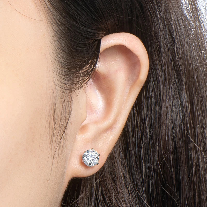 Original 1CT 2CT 3CT D Color Moissanite Earrings for Men Women Real Silver 925 Piercing Stud Earrings Fine Jewelry & Certificate