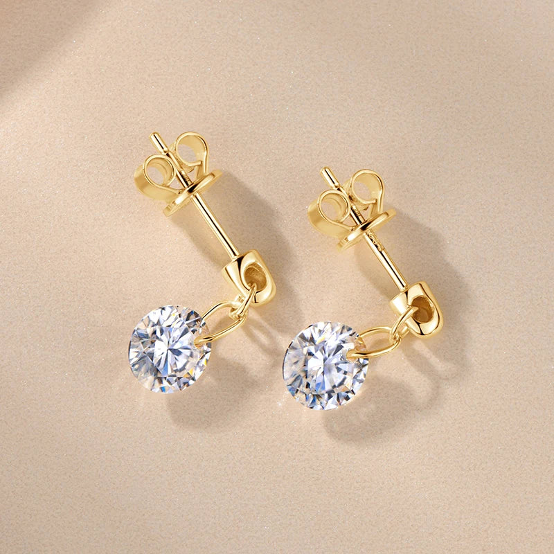 Anziw 925 Sterling Silver 6.5mm 2.0CTTW Moissanite Lab Diamond Drop Dangle Stud Earring for Women Wedding Jewelry Gifts 2026 New