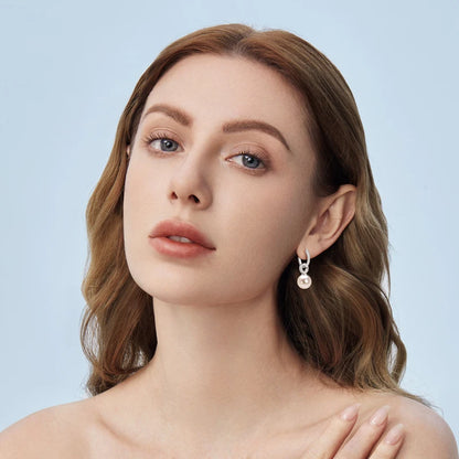 Anziw Real 925 Sterling Silver Hoop Earrings 9-10mm White Shell Pearl Drop Earring Detachable Wedding Party Jewelry for Women