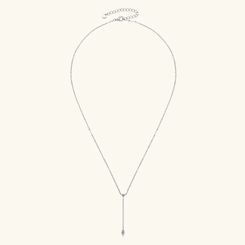 Anziw 3mm D Color Moissanite Y Shape Long Pendant Necklace for Women Adjustable Chain 100% 925 Silver Jewelry Trendy 2025 Gifts