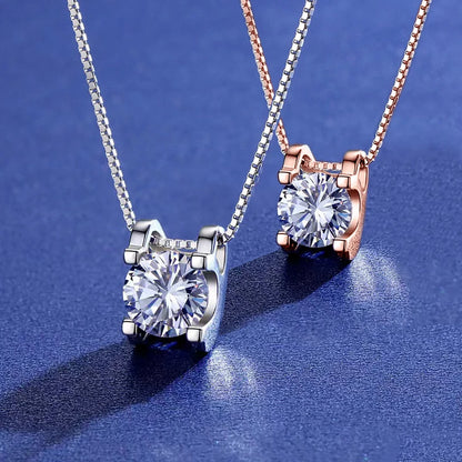 Original 925 Silver Certified 0.5CT D Color Moissanite Jewelry Set Solitaire Pendant Necklace Stud Earrings for Women Gifts S925