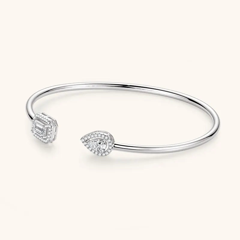 Anziw 5mm 0.5CT D VVS1 Moissanite Bangle Cuff Real 925 Sterling Silver Bracelet for Women Hand Opening Cuffs Fine Jewelry Gifts