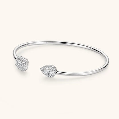 Anziw 5mm 0.5CT D VVS1 Moissanite Bangle Cuff Real 925 Sterling Silver Bracelet for Women Hand Opening Cuffs Fine Jewelry Gifts