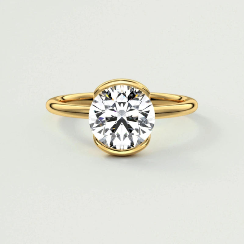 18k Gold Plated Wedding Ring 1.0CT D Color Moissanite Solitaire Ring Promise Bands for Women 925 Sterling Silver Certificate