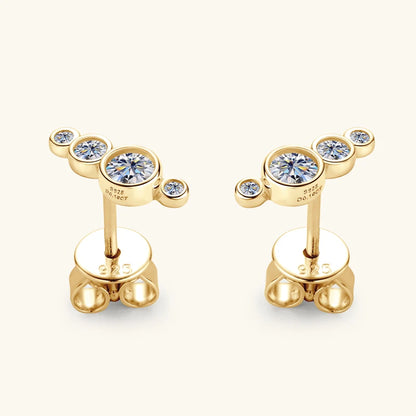 Anziw Earrings Climber with D0.43CT Bezel D Color Moissanite Piercing Studs 100% 925 Silver for Women Jewelry with Certificate