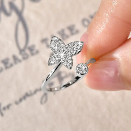 Anziw 14K Gold Filled Exquisite Butterfly Open Rings Micro Inlay Cubic Zirconia Ring for Women Wedding Party 2026 Tendy Jewelry