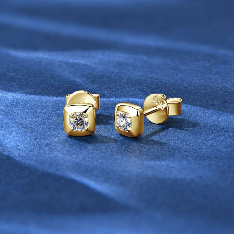 Anziw 3mm 0.1ct D Moissanite Earrings 925 Sterling Silver Square Stud Earrings for Women Men Couples Fine Jewelry 2025 New Gifts