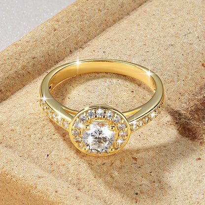 Anziw 0.5ct Classic AAAAA Cubic Zirconia 14k Gold Plated Finger Rings For Women Promise Wedding Ring Fine Jewelry Valentine Gift
