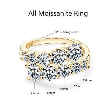 Anziw 925 Silver Moissanite Rings Woman Bands 10 Stones 3.26cttw Sparkling Diamond Twist Shank Wedding Ring Engagement Jewelry