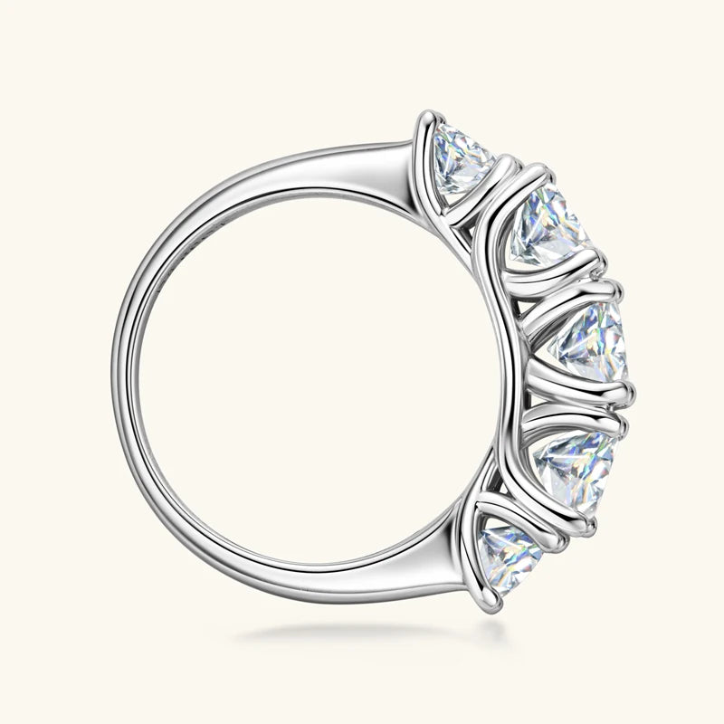 Anziw 3.60CTW All Moissanite Diamond Ring Sparking D Color 5 Stones Wedding Engagement Band For Women 925 Silver Promise Jewelry
