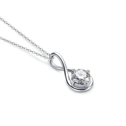 18K Gold Plated Solitaire Round 8mm 2ct Moissanite Infinity Pendant Necklace 925 Sterling Silver Women Teardrop D Color Diamond