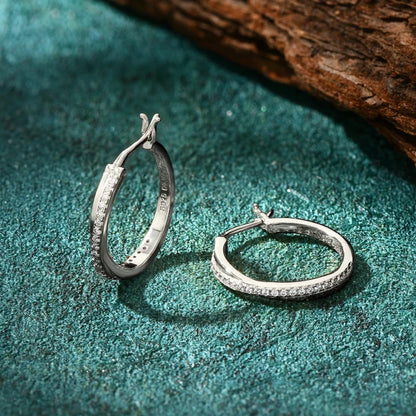Anziw Classic Real Moissanite Hoop Earrings for Women 925 Silver 18K Gold Plated Clip Earrings Wedding Jewelry Gift 2024 New
