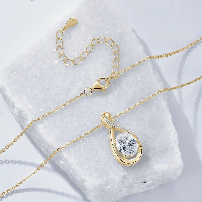 Oval Cut 3.0cttw D Moissanite Jewelry Set for Women 925 Silver 2ct Infinity Pendant Necklace 0.5ct Stud Earrings Sets 2025 Gifts