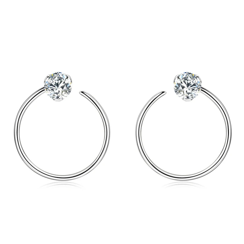 Anziw 100% 925 Silver Circle Piercing Earrings for Women 4mm 0.3ct Moissanite Earring Studs Threader Wedding Party Jewelry 2024