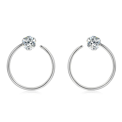 Anziw 100% 925 Silver Circle Piercing Earrings for Women 4mm 0.3ct Moissanite Earring Studs Threader Wedding Party Jewelry 2024