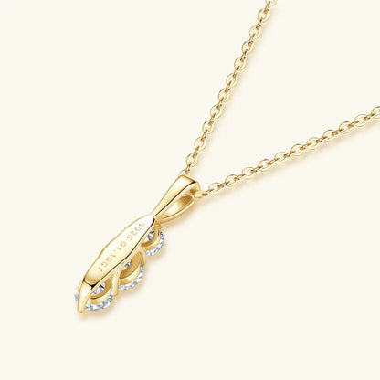 Anziw 1.1ctw. D Moissanite Pendant Necklace for Women 925 Silver Three-Stone Vertical Bar Pendants Adjustable Chain Jewelry Gift