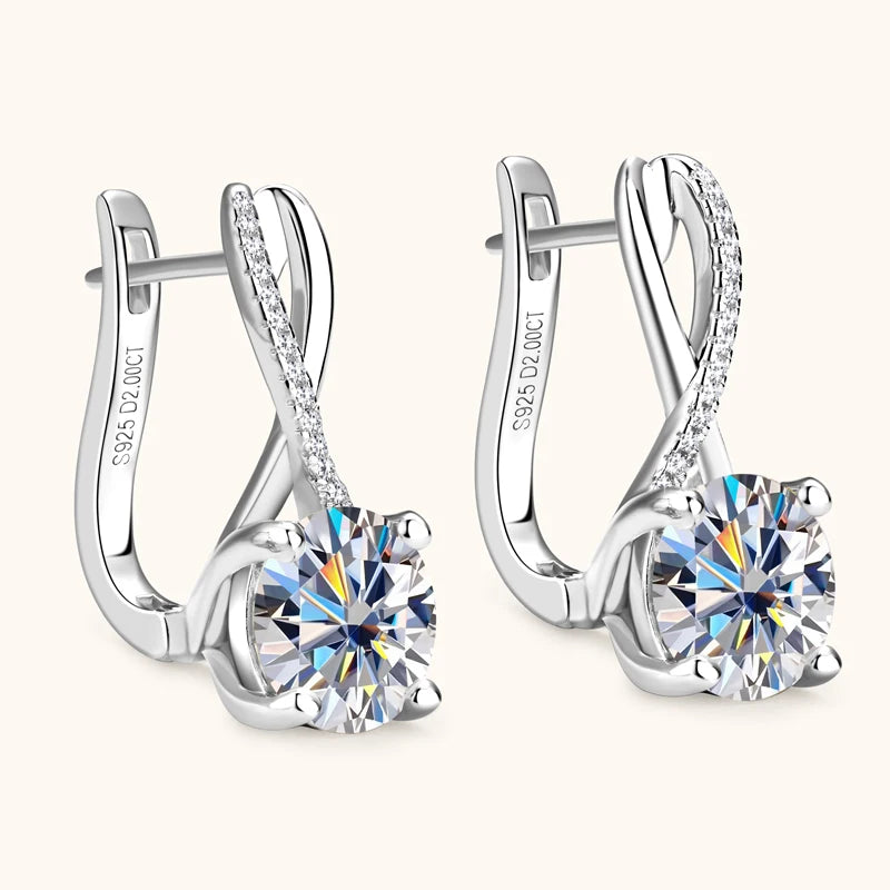Real 925 Sterling Silver Infinity Hoop Earrings for Women 4.10ctw. Moissanite Drop Earrings Luxury Wedding Jewelry Certificate