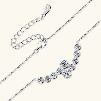 Anziw 4mm&3mm Bubble Moissanite Curved Pendant Necklace for Women 925 Silver Collar French Unique Jewelry 2025 Anniversary Gift
