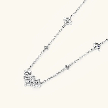 2025 New 4mm&2mm D Color Moissanite Pendant Necklace Plated 18K Gold 925 Silver Chain Jewelry Certified for Women Girl Gifts