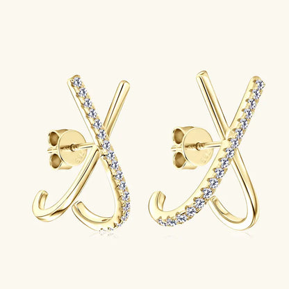 Anziw 2025 New Trend Moissanite Earrings 925 Silver Cross X Shape Stud Earrings for Women Daily Wear Fine Jewelry Gift Birthday