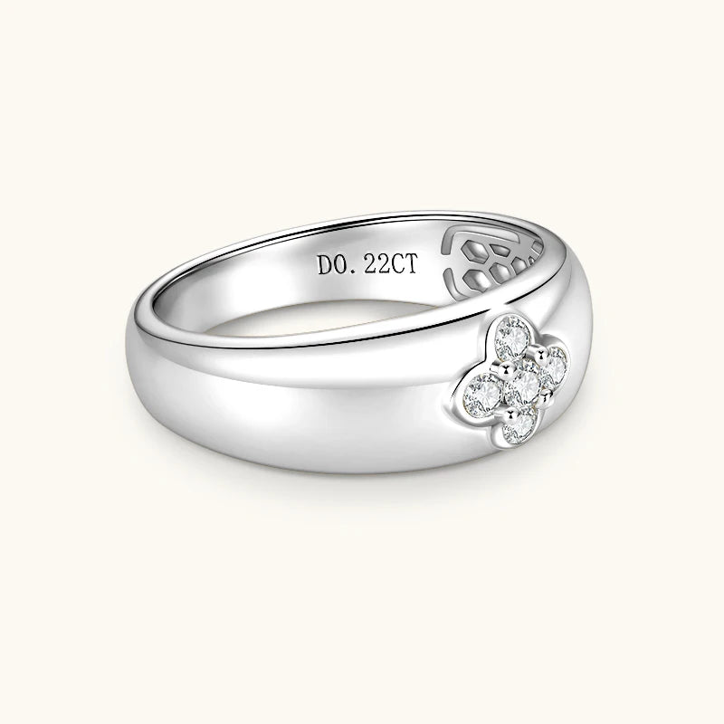 2025 Trendy Clover Flower Chunky Ring 925 Sterling Sliver D Moissanite Rings Finger Bands for Women S925 Charm Wedding Jewelry