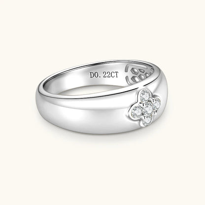 2025 Trendy Clover Flower Chunky Ring 925 Sterling Sliver D Moissanite Rings Finger Bands for Women S925 Charm Wedding Jewelry