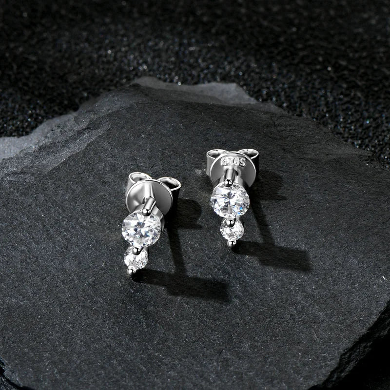 Anziw Cute Mini Moissanite Stud Earrings 100% Silver 925 Sterling Earrings Piercing Ear for Women Fine Jewelry with Certificate