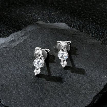 Anziw Cute Mini Moissanite Stud Earrings 100% Silver 925 Sterling Earrings Piercing Ear for Women Fine Jewelry with Certificate