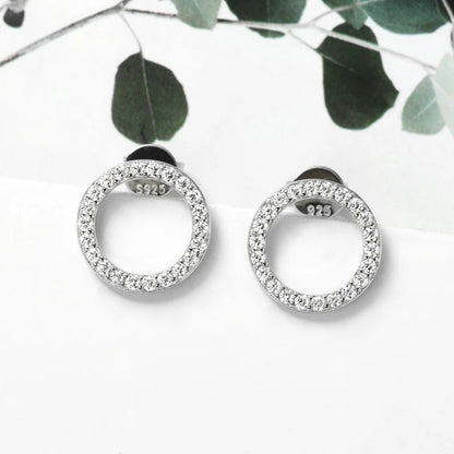 Minimalist 925 Sterling Silver Halo Circle Earrings 1.3mm Round Moissanite Earrings Studs for Women Fine Jewelry 2024 New Trend