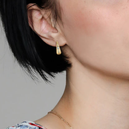 Anziw Chunky Hoops 2.5mm D Color Moissanite Thick Huggie Earring Gold Plated 925 Silver Piercing Earrings for Women Jewelry Gift