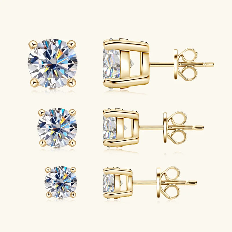 Real 4mm/5mm/6.5mm/8mm D Color Moissanite Stud Earrings for Women Men Solid 925 Sterling Silver 2023 Trend Fine Jewelry Gifts