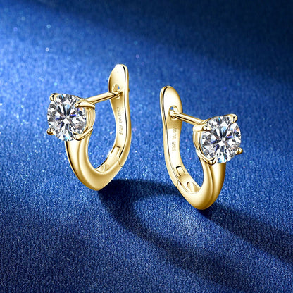 Anziw Certified D Color 1.0CT 6.5mm Moissanite Hoop Earrings 925 Silver Earring Lab Diamond Huggies for Women Fine Jewelry Gifts