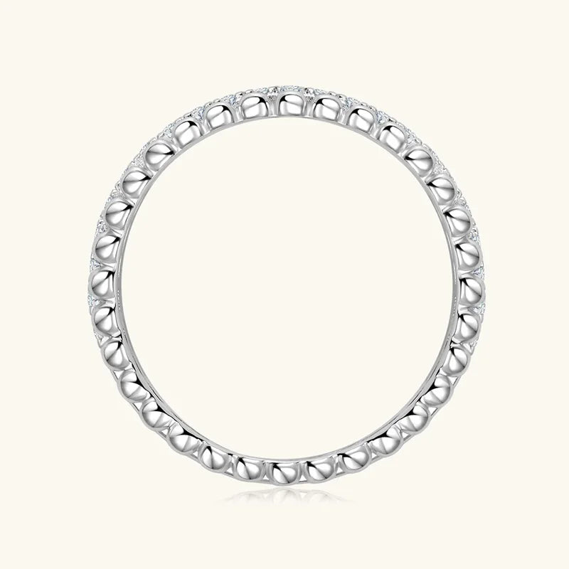 Anziw 1.5mm D Moissanite Half Eternity Ring 925 Sliver Double Hoops Rings Finger Bands for Women Trendy Jewelry Valentine's Gift