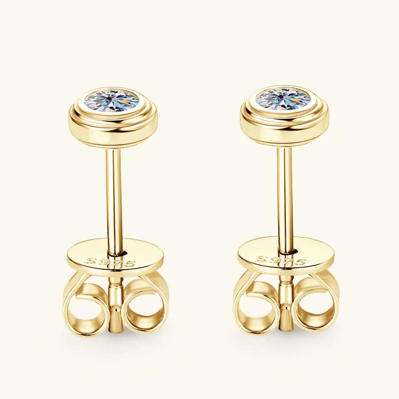 Anziw 3mm D Color Bezel Moissanite Stud Earrings 925 Sterling Silver Earrings Mini Needle for Couple Women Men Valentine's Gift