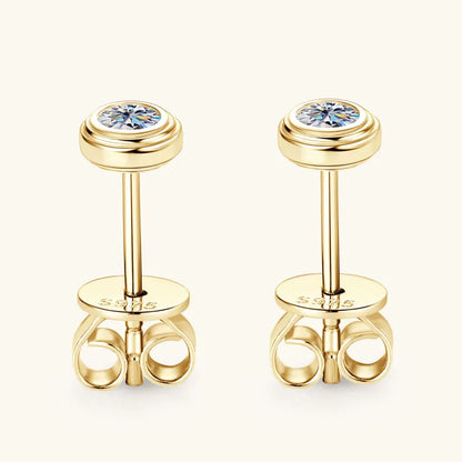 Anziw 3mm D Color Bezel Moissanite Stud Earrings 925 Sterling Silver Earrings Mini Needle for Couple Women Men Valentine's Gift